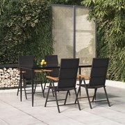 3156524 vidaXL Градински трапезен комплект, 5 части, черен и кафяв, полиратан