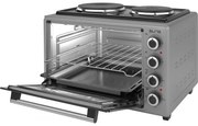 Малка готварска печка Elite EMO-38302G, 1800W, 38 л, 3 функции, Двойно стъкло, Термостат, Таймер, Инокс