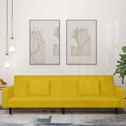 375822 vidaXL 2-местно разтегателно канапе с две възглавници, жълто, кадифе