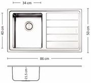 Leks MEGA 86.1 R/L TI Кухненска мивка за вграждане
