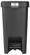 Кош за боклук с педал Brabantia StepUp 1008476, 10 л, Екологични материали, Голям отвор, Тъмносив
