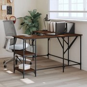 837591 vidaXL Бюро, кафяв дъб, 139x139x75 см, инженерно дърво