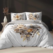 Бяло памучно спално бельо с деликатно флорално сърце 3 časti: 1ks 160x200 + 2ks 70x80