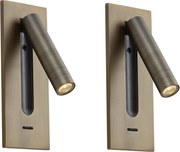 Комплект от 2 модерни стенни лампи тъмен бронз с LED - Plaza