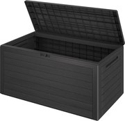 Градинска кутия за съхранение Woody 280 л - антрацит, дървесен ефект, водоустойчива