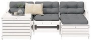 3250497 vidaXL Градински комплект диван от 5 части, бял, масивно дърво бор