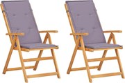 45936 vidaXL Накланящи се градински столове, 2 бр, кафяви, акация масив