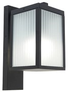 Умен външен стенен фенер черен с оребрено стъкло, включващ WiFi A60 - Charlois