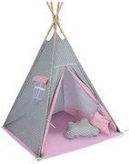 Детска палатка Baby Adventure Teepee Grey Pink Star