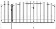 Градинска оградна порта с пики, 5x2,45 м, черна