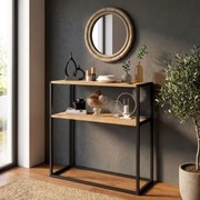 Метален - меламинов конзолен шкаф Castel в черен - борова дъб 90x33,5x90см.