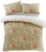 Бяло-зелено единично спално бельо 135x200 cm Penelope Floral – Catherine Lansfield