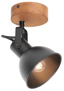 Индустриален прожектор черен с дърво наклонен - Tommy