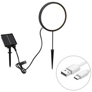 Шпикова лампа черна 50 см с акумулаторна и слънчева LED IP65 - Adalind