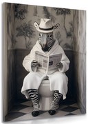 Картина на платно – Зебра с вестници в тоалетната