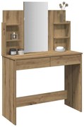 857012 vidaXL Тоалетка с огледало, дъб артизан, 96x39x142 см