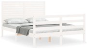 3195022 vidaXL Рамка за легло с табла, бяла, 120х200 см, масивно дърво