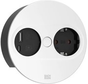 BACHMANN Модул TWIST 2 КРЪГЪЛ с 1х Шуко и USB тип A+C, с кабел 2м, цвят Бял,  - B946.204