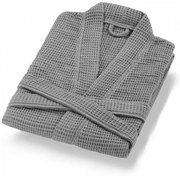 Сив памучен халат за баня размер L Mia Waffle - Foutastic