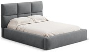 Сиво двойно легло 200x200 cm тапицирано с място за съхранение с включена подматрачна рамка Libera – Windsor &amp; Co Sofas