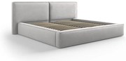 Светлосиво тапицирано двойно легло с място за съхранение и решетка 160x200 cm Arendal - Cosmopolitan Design