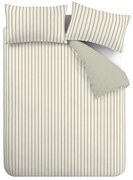 Зелено-кремаво двойно памучно спално бельо 200x200 cm Hampton Stripe – Bianca