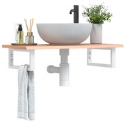 3302564 vidaXL Стенен рафт за мивка, стомана и масивно дърво дъб