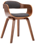 283132 vidaXL Трапезен стол, тъмносив, текстил и извито дърво