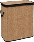 Кош за пране 5five, Правоъгълен, Бамбук и черен плат, 100 l