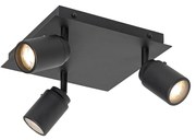 Интелигентен баня прожектор черен квадратен IP44 с 3 Wifi GU10 - Ducha