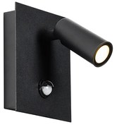 Външна стенна лампа черна с LED IP54 Сензор за движение - Simon