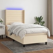3138354 vidaXL Боксспринг легло с матрак и LED, кремаво, 80x200 см, плат