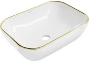 Mexen Rita мивка върху плот 45 x 32 cm, бяла/златен ръб - 21084505