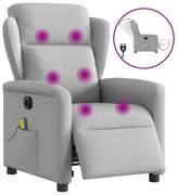 3303133 vidaXL Електрически масажен реклайнер стол, облачно сив, текстил