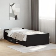 3280350 vidaXL Рамка за легло с чекмеджета, черна, 75x190 см, инженерно дърво