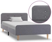 284900 vidaXL Рамка за легло, светлосива, текстил, 90x200 см