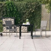 3099389 vidaXL Градински трапезен комплект, 3 части, сиво и черно
