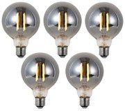 Комплект от 5 Интелигентни димируеми LED крушки E27 G95 опушено стъкло 4.9W 150lm 1800K