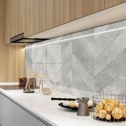 Стъклен гръб за кухня с геометричен бетонен дизайн