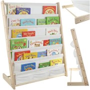 Детска етажерка за книги, дървена етажерка с 6 рафта от плат 79 x 62,5 x 30 cm