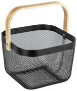 Черен органайзер за баня с бамбукова дръжка Bambusa - Wenko