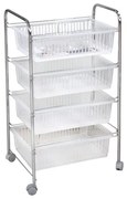 Horecano - Стелаж на 4 етажа с колелета пластмаса/инокс (ABC 025)