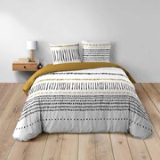 Двойно удължено памучно спално бельо в цвят горчица/бяло 240x220 cm Chicago – douceur d'intérieur