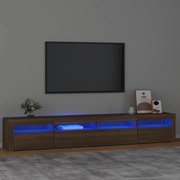 3152729 vidaXL ТВ шкаф с LED осветление, кафяв дъб, 240x35x40 см