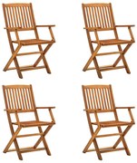 46338 vidaXL Сгъваеми градински столове, 4 бр, акация масив