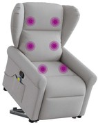 3303393 vidaXL Изправящ масажен реклайнер стол, облачно сив, текстил