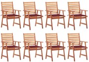 3078383 vidaXL Градински трапезни столове, 8 бр, с възглавници, акация масив