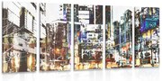 картини от 5 части – Абстрактна панорама на град