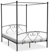 284436 vidaXL Рамка за легло с балдахин, черна, метал, 140x200 cм