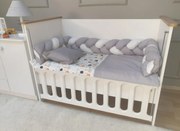 BabyHome Комплект за легло с обиколник тип плитка - сив